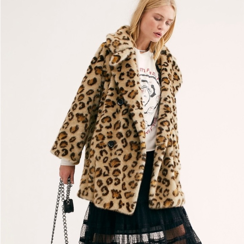 Free People Leopard Print Faux Fur Coat - Picture 4 of 5